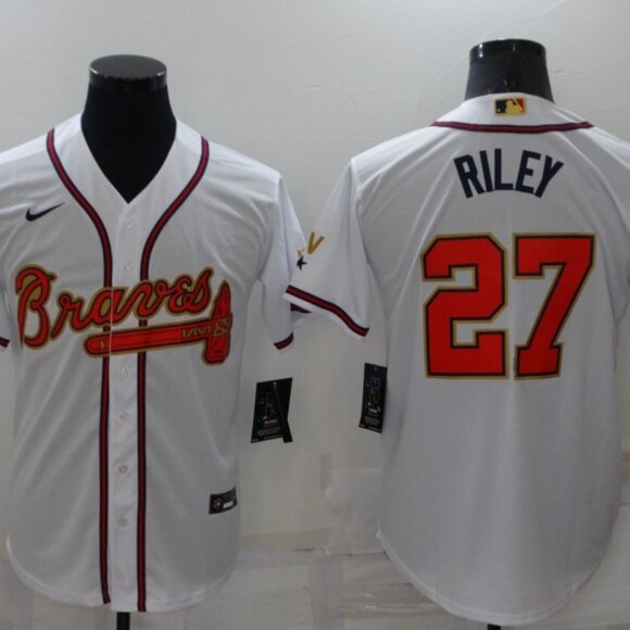 27 Austin Riley 2022 World Series White Gold Stitched Jersey - Picture 1 of 1